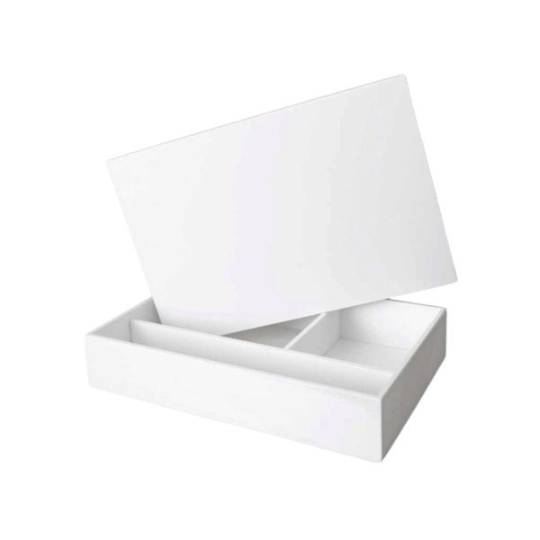 Caixa Batismo com Tampa Lacada a Branco 38x25x7.5cm