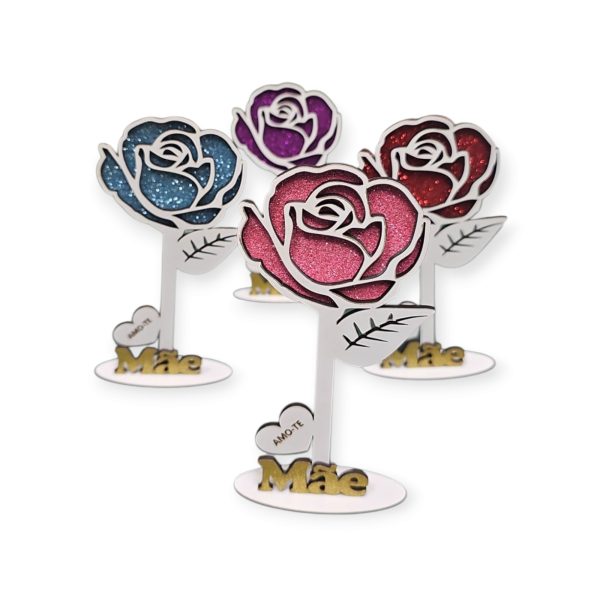 Rosa Mãe Dourado Glitter - Amo-te