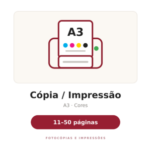 Cópia / Impressão A3 Cores - 11 a 50 páginas