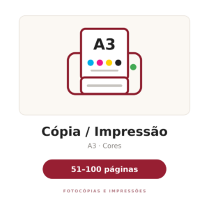 Cópia / Impressão A3 Cores - 51 a 100 páginas