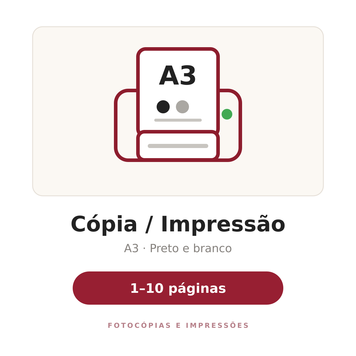 Cópia / Impressão A3 Preto e Branco - 1 a 10 páginas
