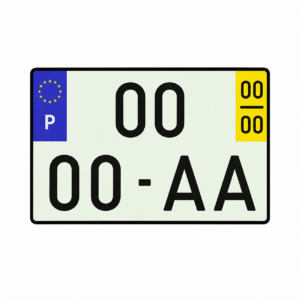 Matrícula Automóvel Quadrada em Alumínio – Modelo 1998-2019